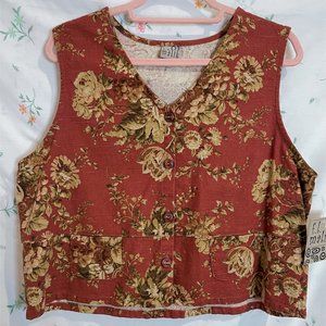 NWT Deadstock Vintage 90s Cropped Floral Print Vest Top Size XL